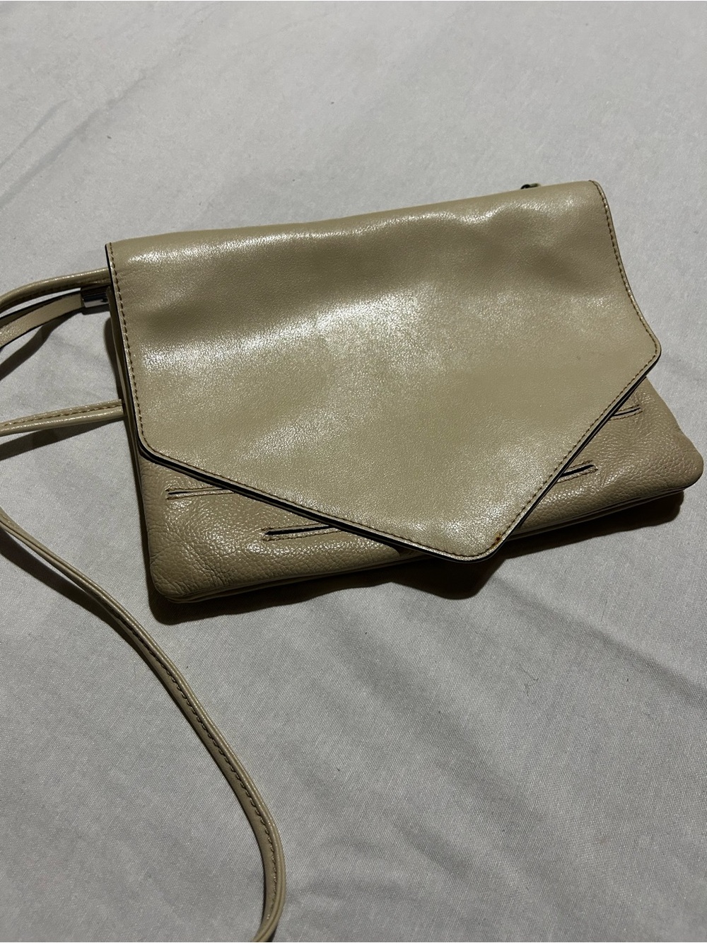 Banana Republic Light Beige Leather Crossbody Envelope Bag